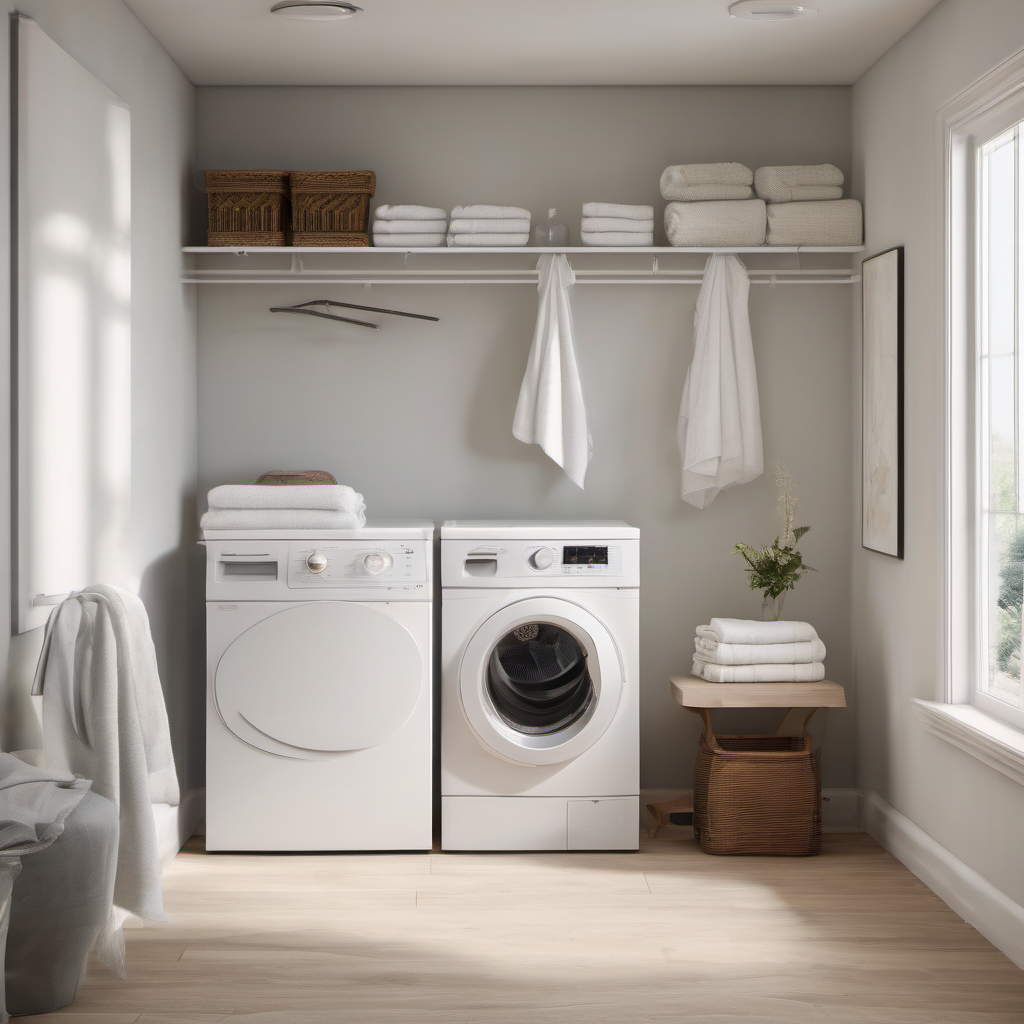 Quiet residential laundry and utility room in a closed-up vacation home
